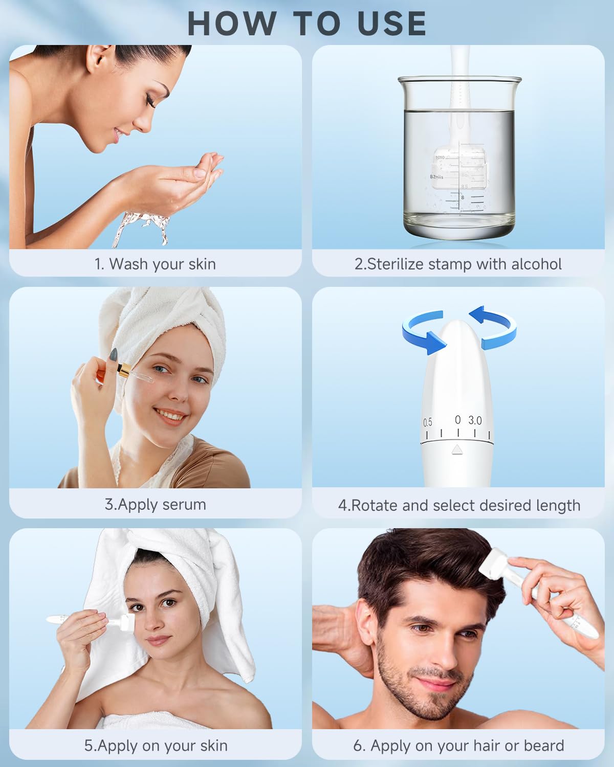 VOFEL Derma Stamp for Hair Growth 140 Microneedling Stamp Adjustable Derma Roller for Face 0-3mm Dermal Roller - SR Home Use (1PC) ๐ All In One Marketplace Canada