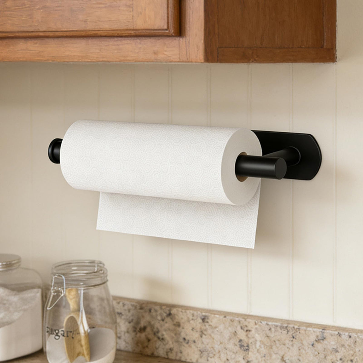 HUFEEOH Black Adhesive Paper Towel Holder Under Cabinet Wall Mount for Kitchen Paper Towel, Stainless Steel Paper Towel Roll Rack for Bathroom Towel ๐ All In One Marketplace Canada