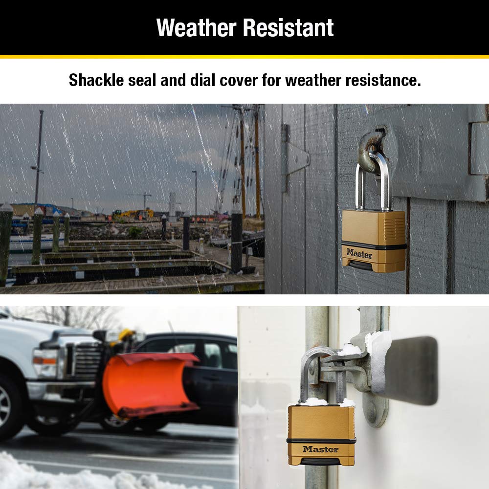 Master Lock Gold Outdoor Combination Lock, Heavy Duty Weather Resistant Padlock, Resettable Combination Lock for Outdoor Use 1.2 x 2 x 3.87 inches, 2 Pack, M175LFEC2 ๐ All In One Marketplace Canada