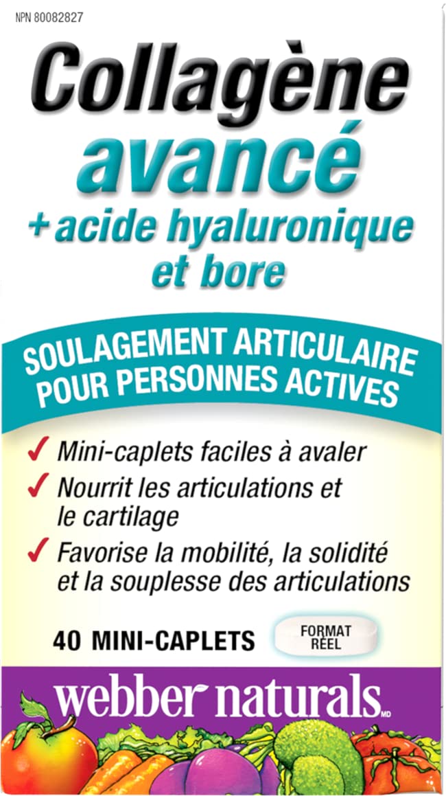 Webber Naturals Advanced Collagen + Hyaluronic Acid & Boron, Helps Reduce Osteoarthritic Joint Pain & Stiffness, 40 Mini Caplets ๐ All In One Marketplace Canada
