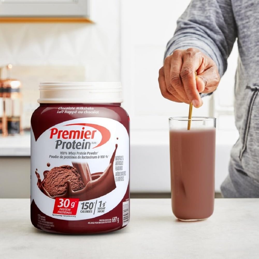 Premier Protein Powder, Chocolate Milkshake, High Protein Powder, 30g of Protein, 1g Sugar, 100% Whey Protein, Keto Friendly, Gluten Free, 17 Servings, 697 Grams ๐ All In One Marketplace Canada
