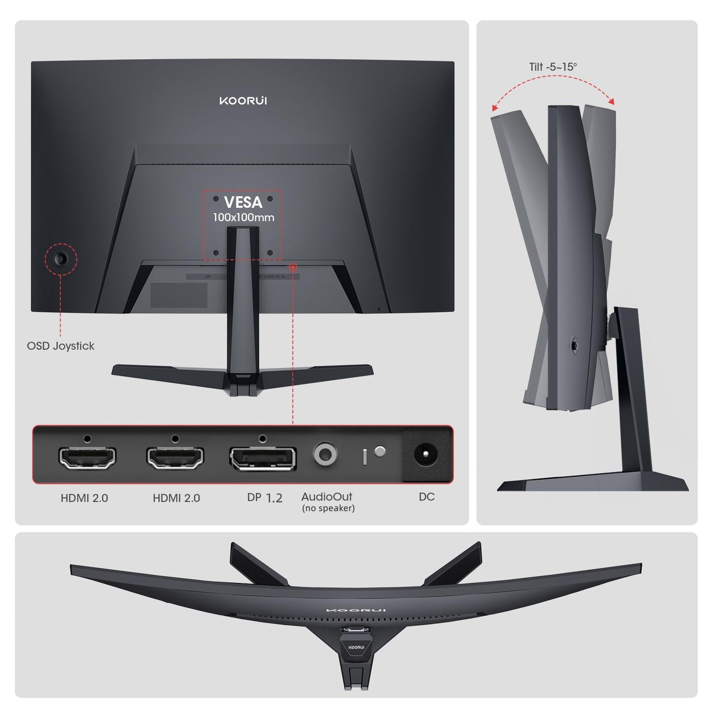 KOORUI 27 Inch Curved Gaming Monitor, 180Hz 1ms 1080P 1500R, Adaptive Sync ๐ All In One Marketplace Canada