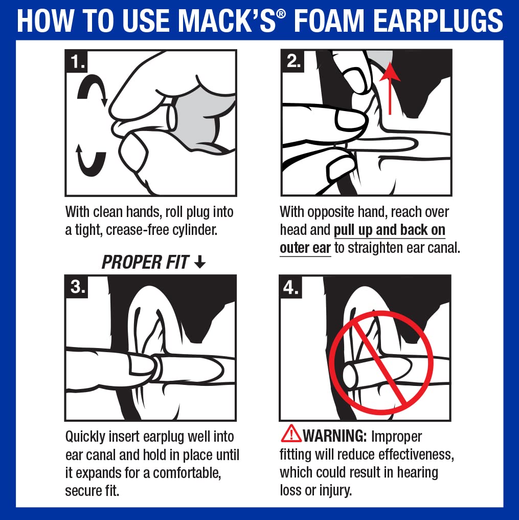 Mack's Ultra Soft Foam Earplugs, 50 Pair - 33dB Highest NRR, Comfortable Ear Plugs for Sleeping, Snoring, Travel, Concerts, Studying, Loud Noise, Work ๐ All In One Marketplace Canada