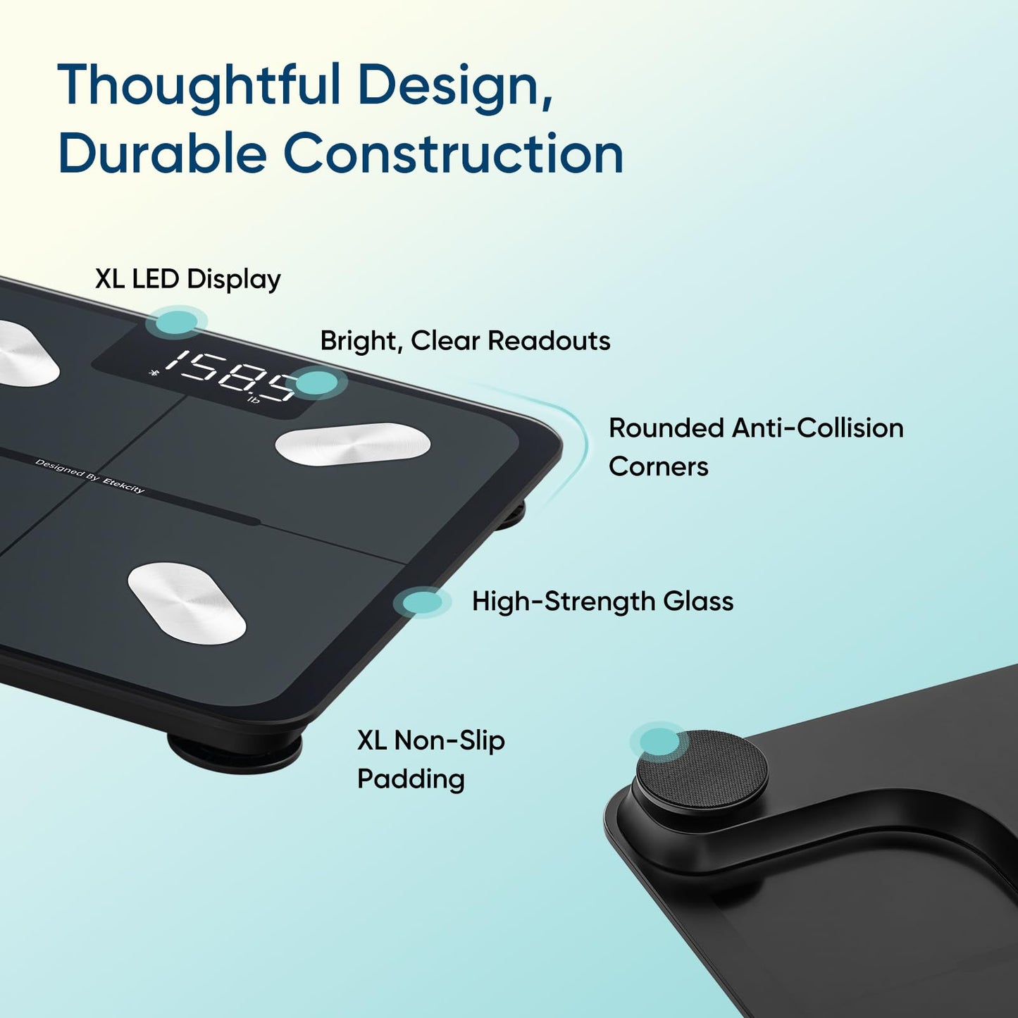 Etekcity Body Fat Scale Smart BMI Scale, Smart Weighing Scale , Bluetooth Electronic Body Analyzer Machine, Accurate Machine, 400lb Black ESF-551 π All In One Marketplace Canada