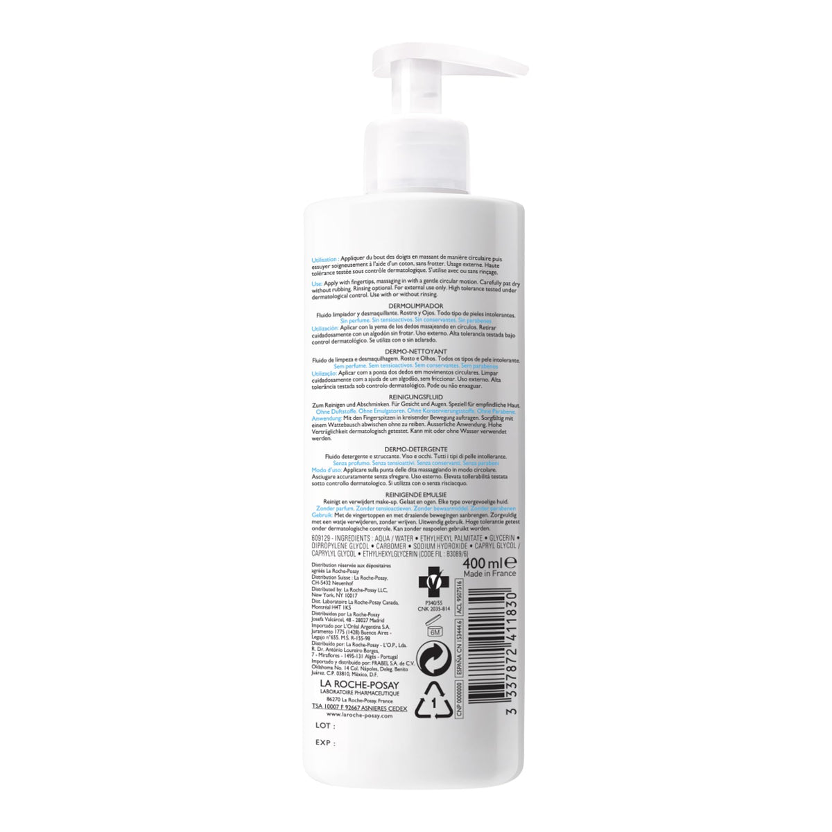 La Roche Posay Face Wash, Toleriane Dermo Cleanser, Formulated with Glycerin to Calm Irritated Skin, Gently Cleanses & Removes Makeup. Suitable for Sensitive Skin. Dermatologist Recommended, 400mL ๐ All In One Marketplace Canada