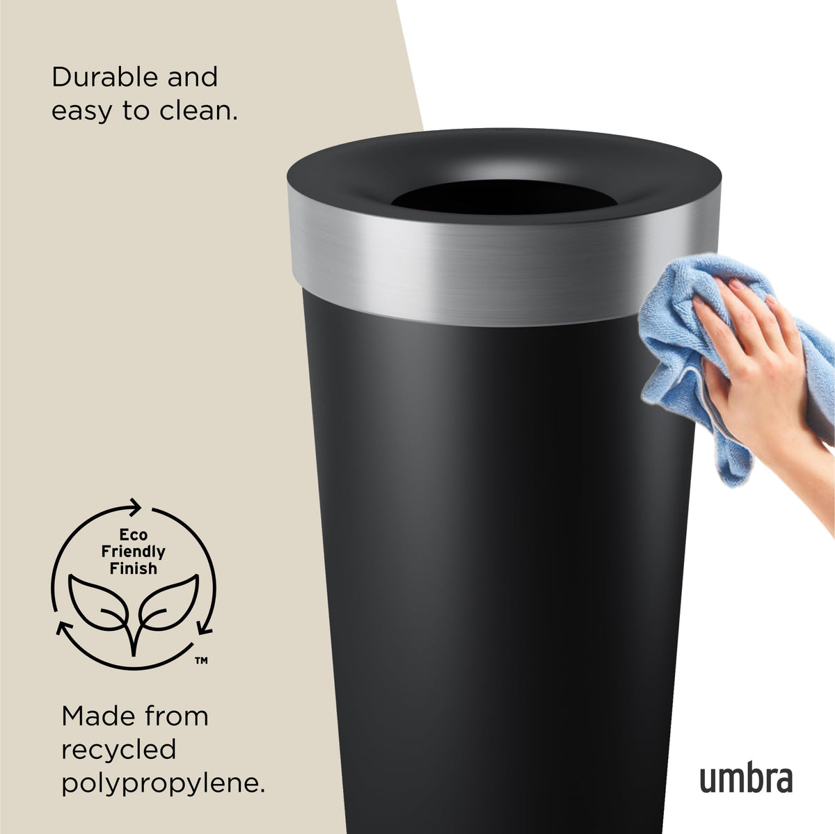 Umbra Vento Kitchen Trash Can – Large 16 Gal (62 L) Open Top Garbage Can for Home & Office – Modern Clean Design, Black/Nickel 🍁 All In One Marketplace Canada