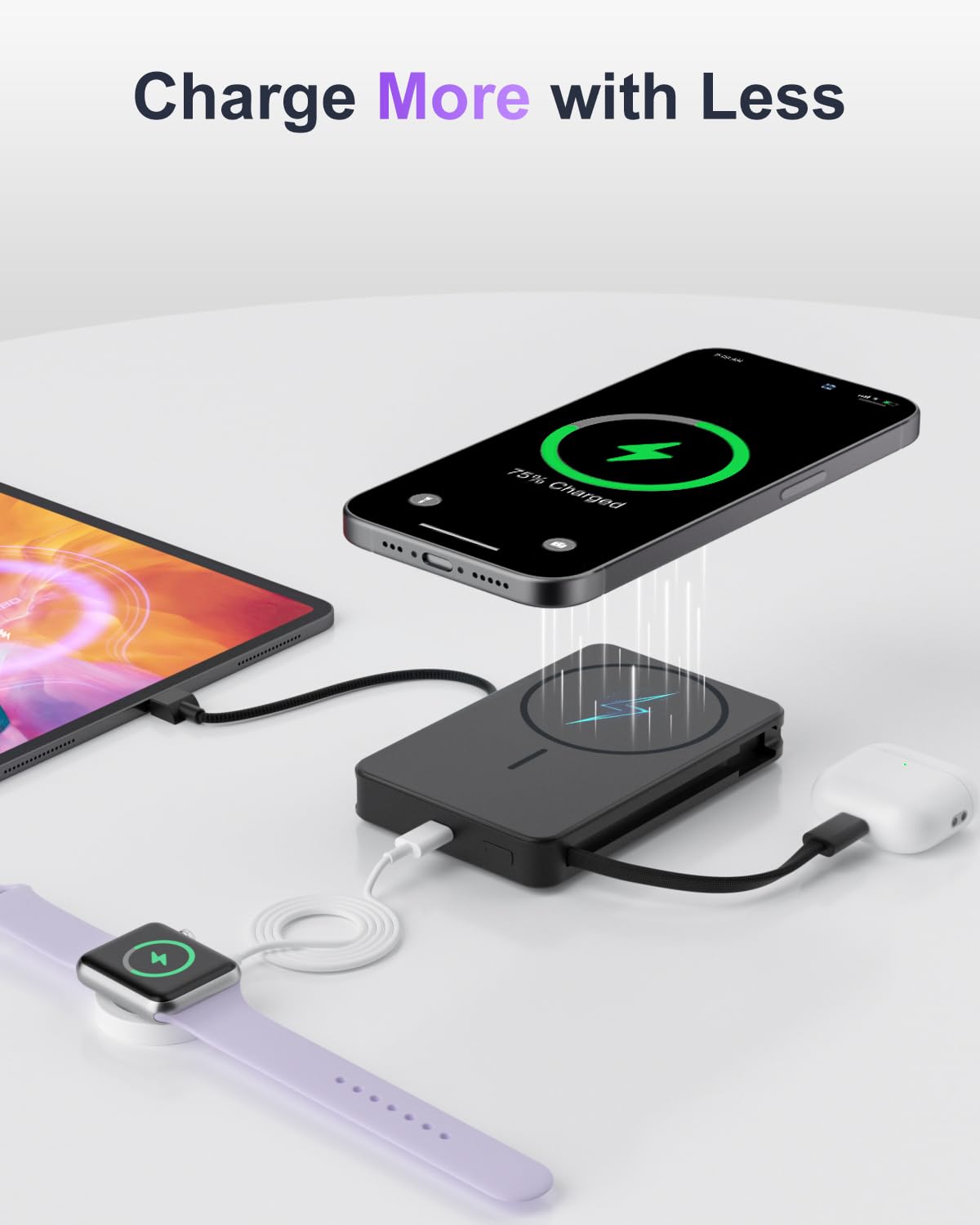 Magnetic Power Bank, 10,000mAh Wireless Portable Charger for Mag-Safe 15W Fast Charging, Battery Pack with USB-C/Lightning Cable 22.5W in/Out for iPhone 17/16/15/14/13/12 Series, AirPods & More ๐ All In One Marketplace Canada