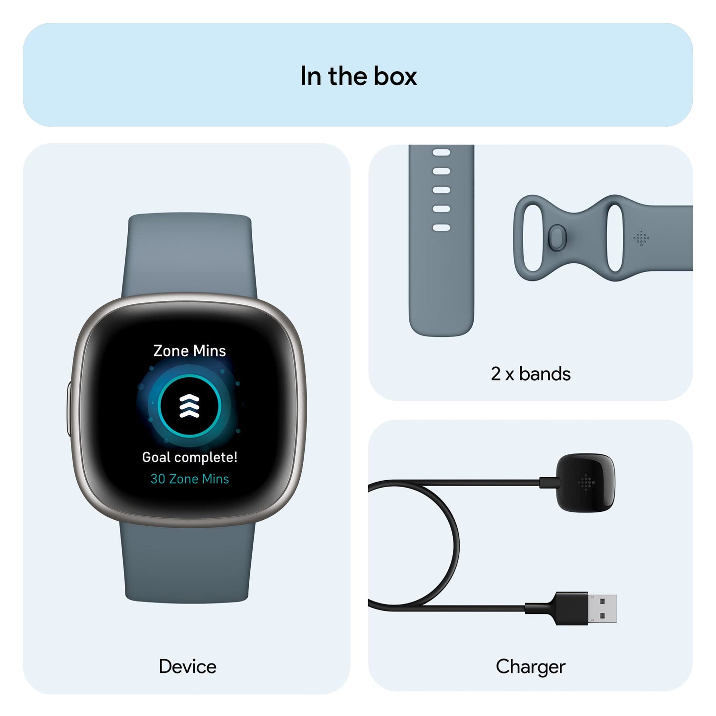 Google Fitbit Versa 4 Fitness Smartwatch with Daily Readiness, Gps, 24/7 Heart Rate, 40+ Exercise Modes, Sleep Tracking and More, Waterfall Blue/platinum, One Size (S and L Bands Included) ๐ All In One Marketplace Canada