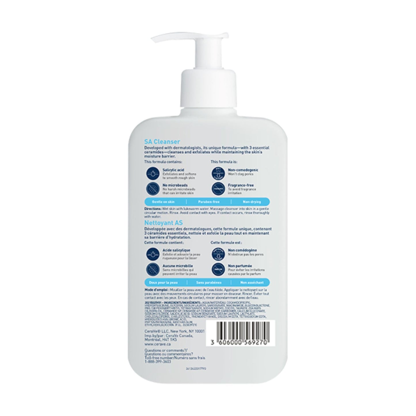 CeraVe Salicylic Acid Cleanser, Renewing Exfoliating Face Wash With Vitamin D for Normal Skin, Fragrance Free, Verified by CeraVe, 473ml ๐ All In One Marketplace Canada
