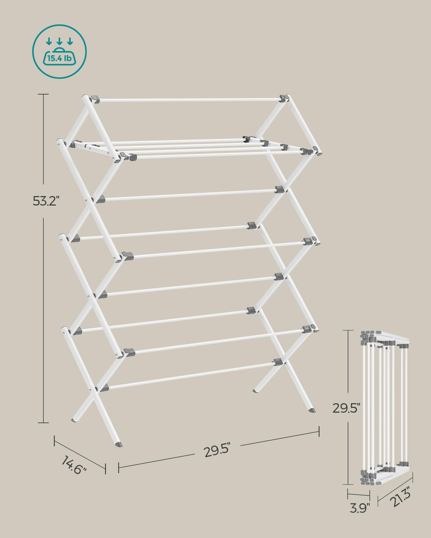 SONGMICS Foldable Clothes Drying Rack, Laundry Drying Rack, Clothes Airer, Steel Frame, 37 x 75 x 135.1 cm, Easy Assembly, Indoor Outdoor Use, White ULLR771W01 ๐ All In One Marketplace Canada