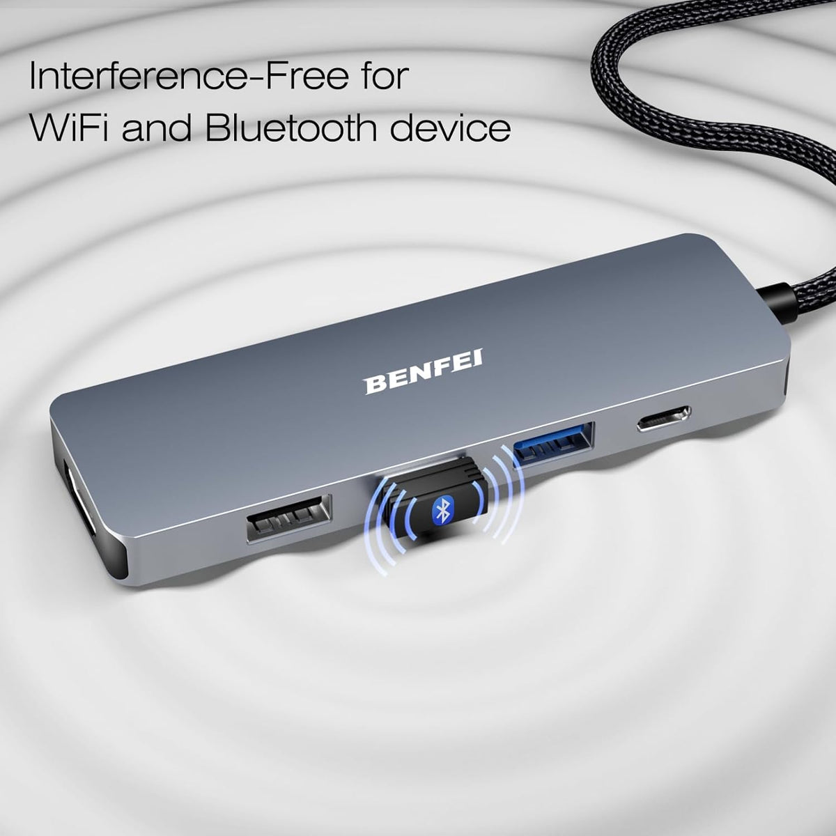 BENFEI 5in1 USB C Hub with 4K HDMI, 3 USB-A, 100W Power Delivery, Silicone and Woven Design Cable, Aluminum Case Compatible with MacBook Pro/Air, iPad Pro, iMac, iPhone 15 Pro/Pro Max, XPS, Thinkpad ๐ All In One Marketplace Canada