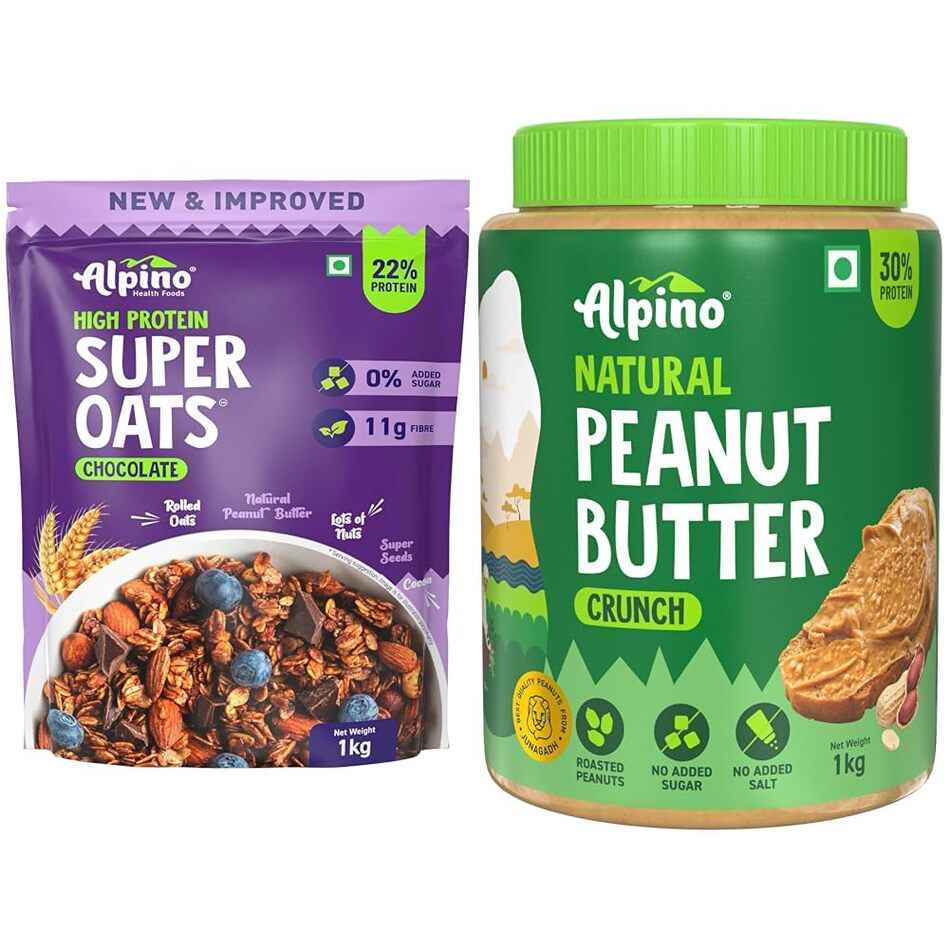 Super Oats Chocolate + Natural Peanut Butter Crunch 1 kg each