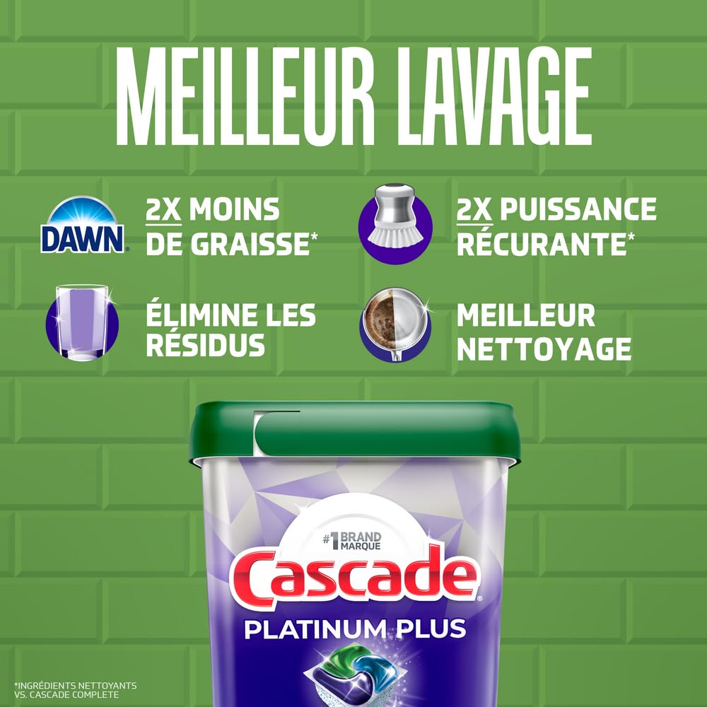 Cascade Platinum Plus Dishwasher Detergent Pods, Dish Detergent Soap, Lemon Scent, 51 Count ๐ All In One Marketplace Canada
