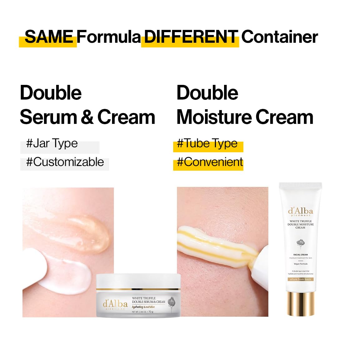 d'alba Piedmont White Truffle Double Moisture Cream, 2-in-1 Face Moisturizer, Vegan Skincare, Vegan Collegen, Skin Firming and Tightening, Dual Formula in ONE tube, Korean Skincare ๐ All In One Marketplace Canada