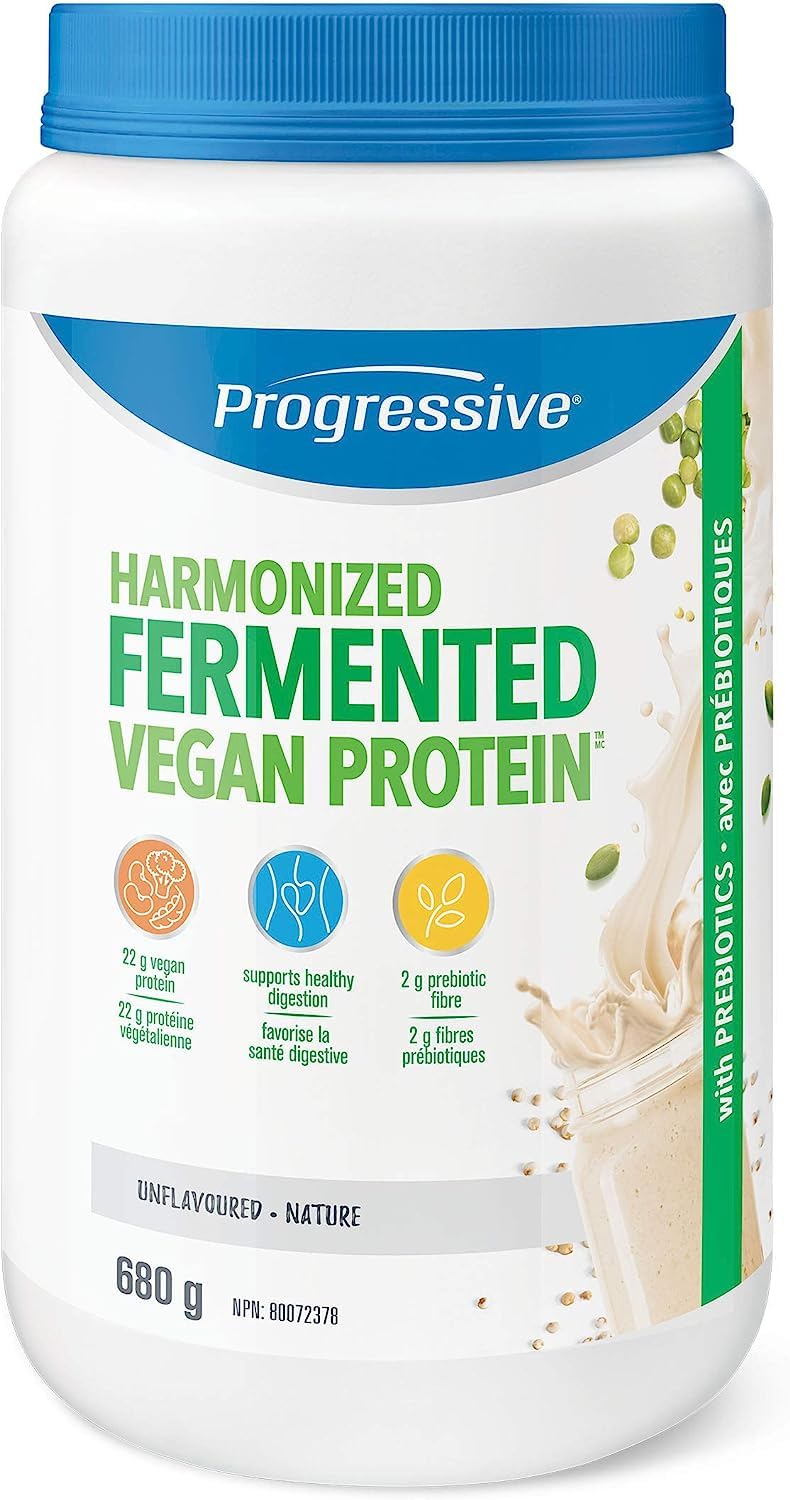 Progressive Harmonized Fermented Vegan Protein Powder Unflavoured, Canadian Made 23 g Plant-Based Organic Non-GMO Protein with 2 g Fiber, Blend of 5 non-GMO Legumes, Grains and Seeds for Easy Digestion, 680 g ๐ All In One Marketplace Canada