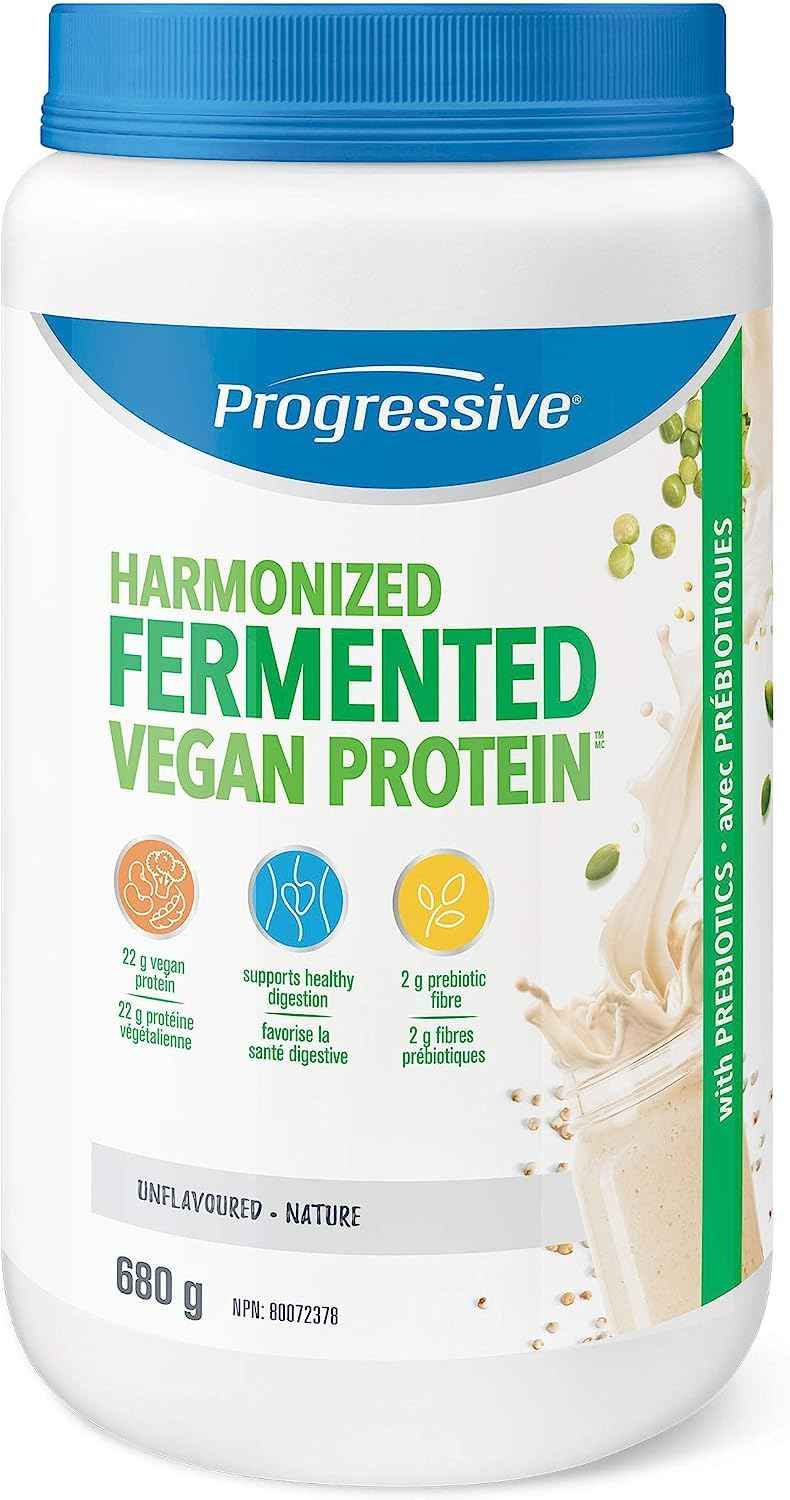 Progressive Harmonized Fermented Vegan Protein Powder Unflavoured, Canadian Made 23 g Plant-Based Organic Non-GMO Protein with 2 g Fiber, Blend of 5 non-GMO Legumes, Grains and Seeds for Easy Digestion, 680 g ๐ All In One Marketplace Canada