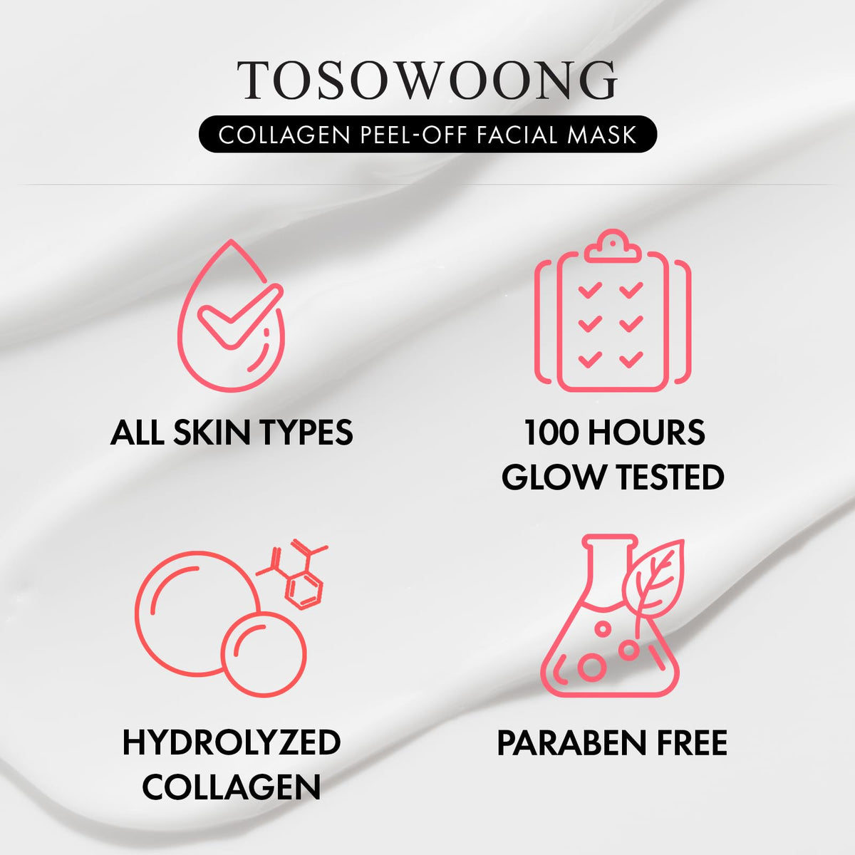 TOSOWOONG Real Collagen Fit, Hydrolyzed Collagen Wrapping Mask, Peel Off Facial Mask for elasticity, Hydrating, Glow, Glass Skin, Face Moisturizer, Self Care, Korean Skin Care, 50ml, 1.69 fl. oz. ๐ All In One Marketplace Canada