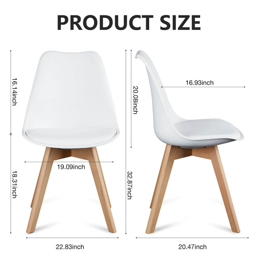 PU Leather Upholstered Dining Chairs with Wood Legs, Set of 4, Black and White (United States Delivery Only)