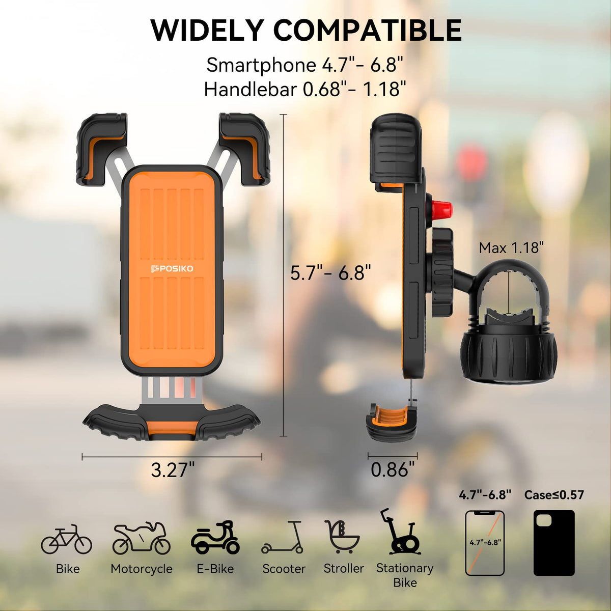Motorcycle/Bicycle Phone Mount for 4.7-6.8" Phones (Orange) ๐ All In One Marketplace Canada