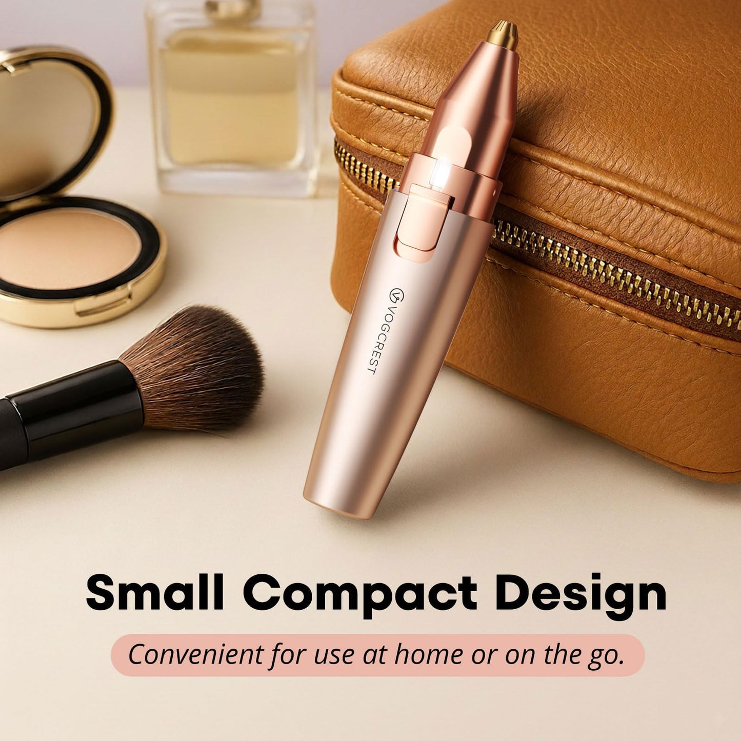 VG VOGCREST Eyebrow Facial Trimmer: 2 in1 Rechargeable Facial Hair Removal and Eyebrow Shaver - Face Lips Body Painless Facial Razor with Built-in LED Light (Rose Gold) ๐ All In One Marketplace Canada