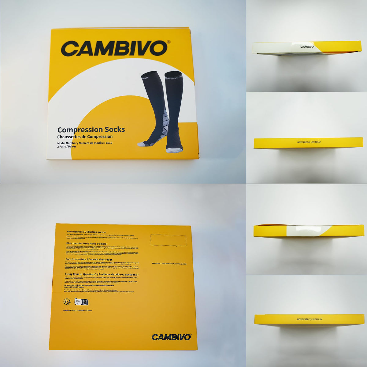 CAMBIVO 2 Pairs Compression Socks for Men and Women(20-30 mmHg), Compression Stocking for Swelling, Nurse, Flight(Black, SM) ๐ All In One Marketplace Canada