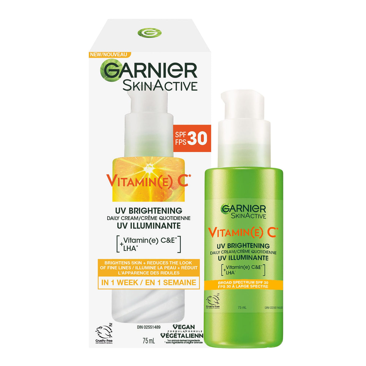 Garnier Face Sunscreen SkinActive Vitamin C UV Brightening Daily Cream SPF 30, Brightening & Protection, Lightweight Moisturizer, UV Defense with Vitamin C, 75ml ๐ All In One Marketplace Canada