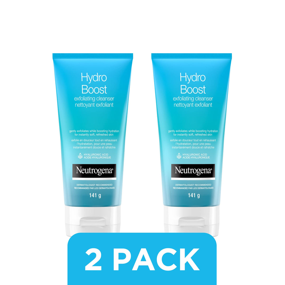 Neutrogena Hydro Boost Exfoliating Face Scrub - Hyaluronic Acid and Aha - Gel Cream Face Cleanser - Non-comedogenic - Blue, Pack of 2 (2x141ml) π All In One Marketplace Canada