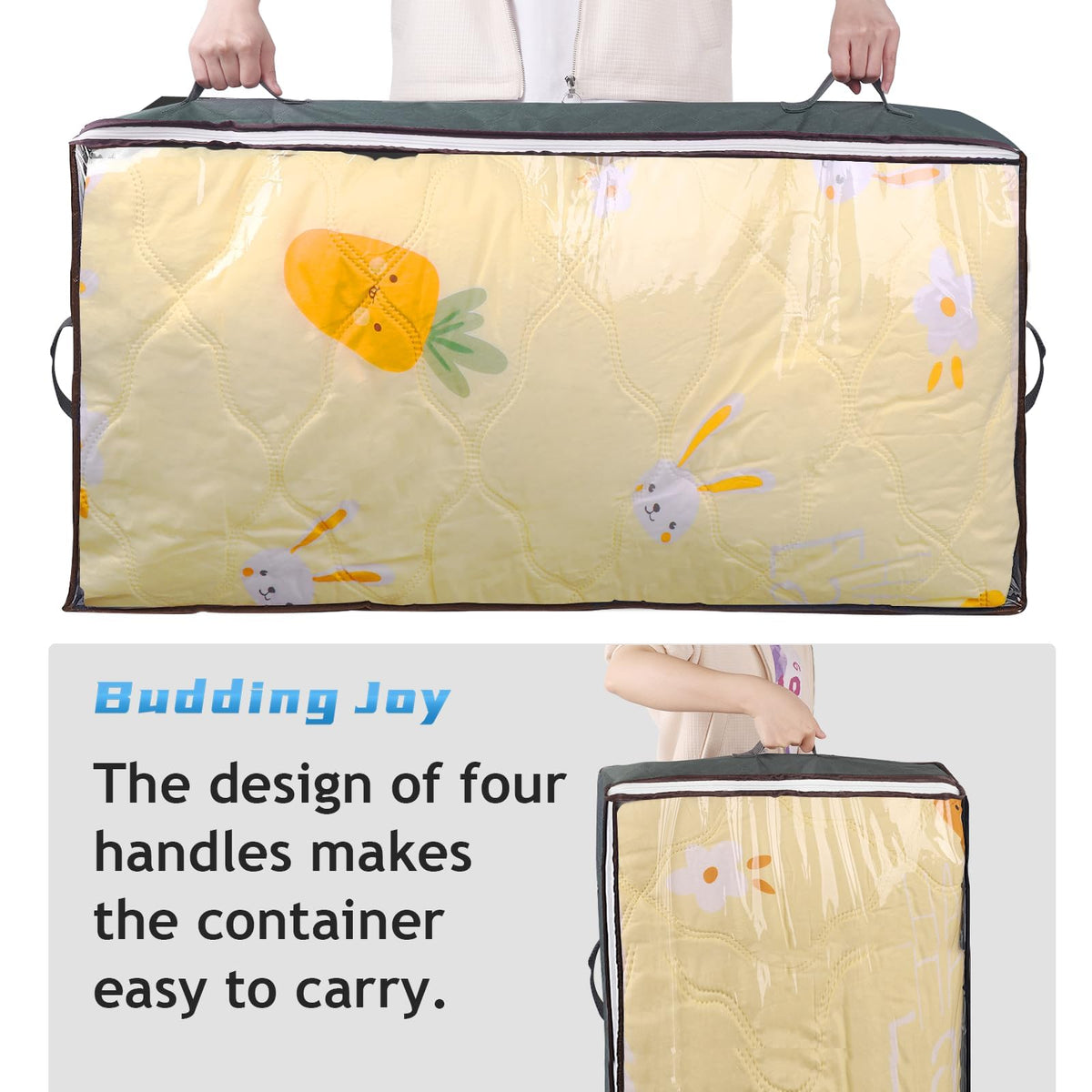 Budding Joy 90L Under Bed Storage Containers, Closet Organizers and Storage Bins, Foldable Underbed Storage Bags for Blankets, Towels, Comforter, Sweaters, Pillows, Linen Sheets, Wrapping Paper ๐ All In One Marketplace Canada