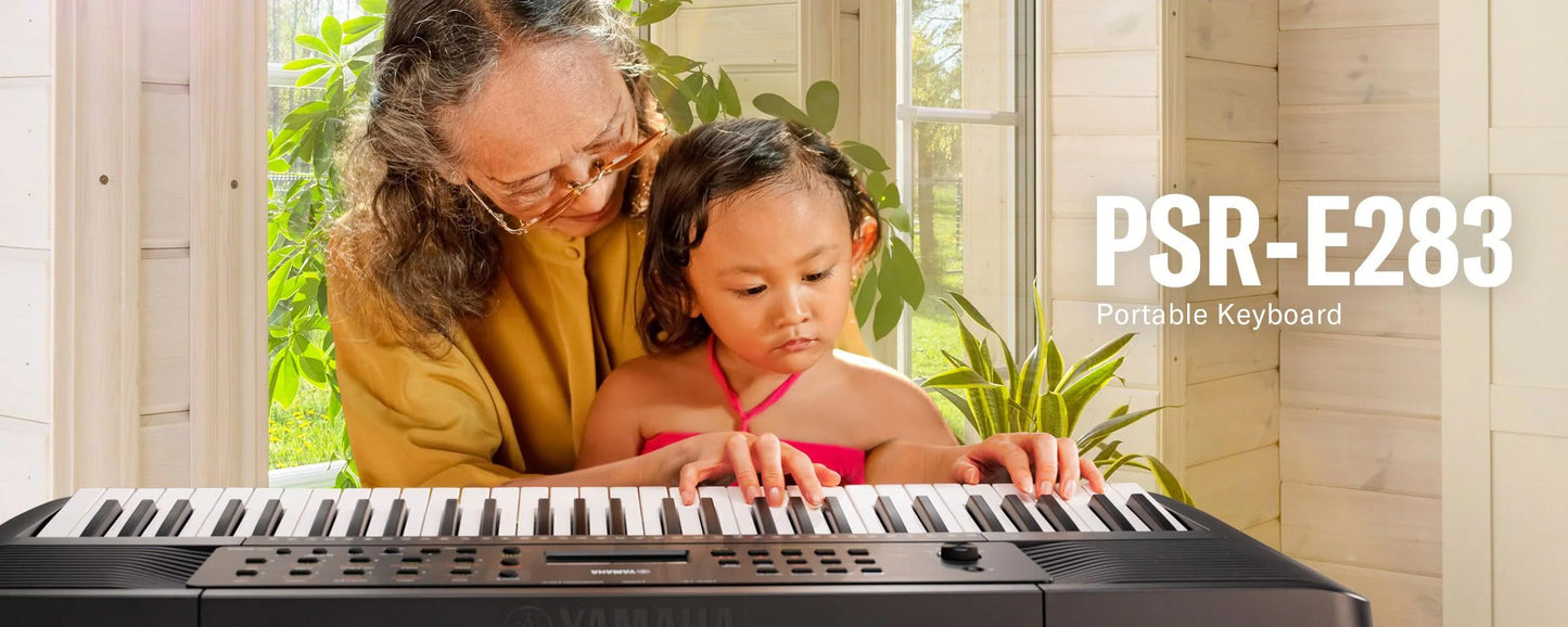 Yamaha PSRE-283 61 Key Portable Keyboard with Lesson function, Smart Chord, Record function, Battery Operation, 410 Voices, 150 accompaniment Styles, 122 Songs, AUX IN, Stereo Speakers (2025 model) ๐ All In One Marketplace Canada