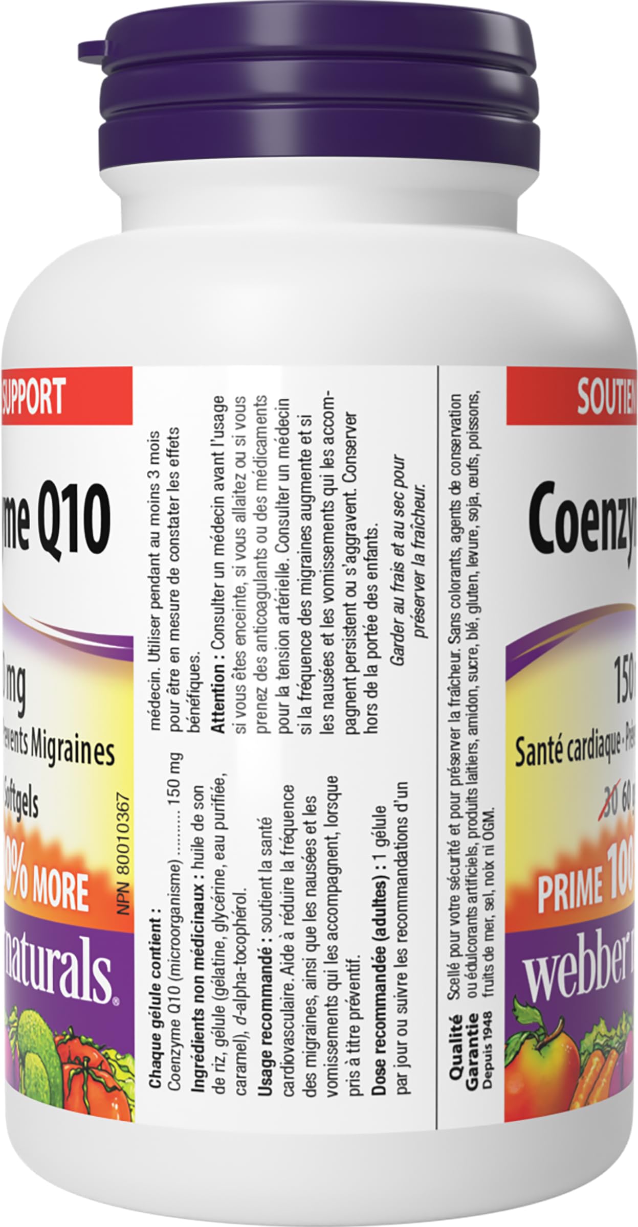 Webber Naturals Coenzyme Q10 (CoQ10) Supplement, 150 mg, 60 Softgels ๐ All In One Marketplace Canada