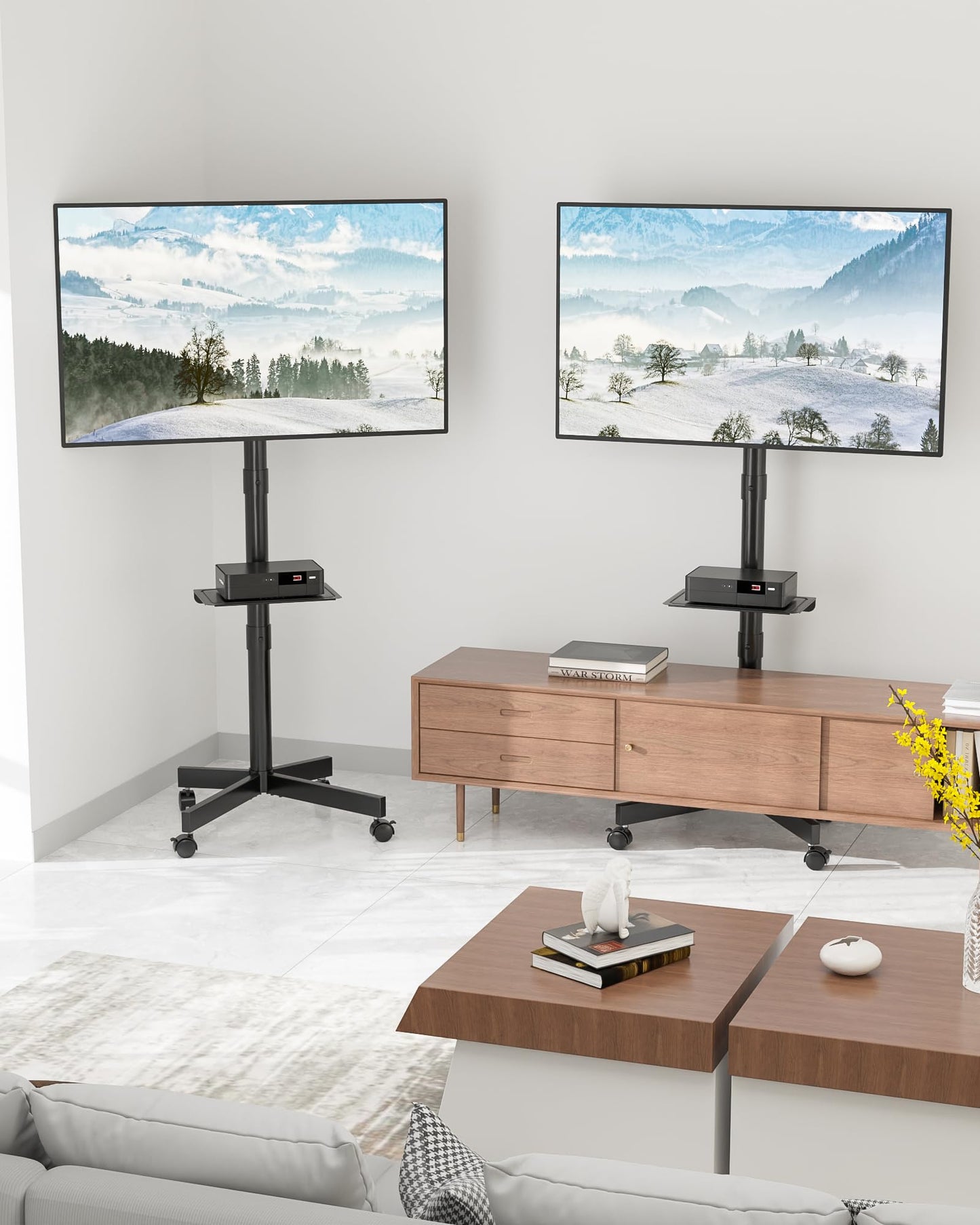 BONTEC Mobile TV Stand with Tilt Function, Rolling TV Cart for 23-60" LED, LCD, OLED TVs, Holds up to 88lbs, Max VESA 400x400mm, Adjustable Media Shelf, TV Stand for Living Room, Bedroom, Office ๐ All In One Marketplace Canada