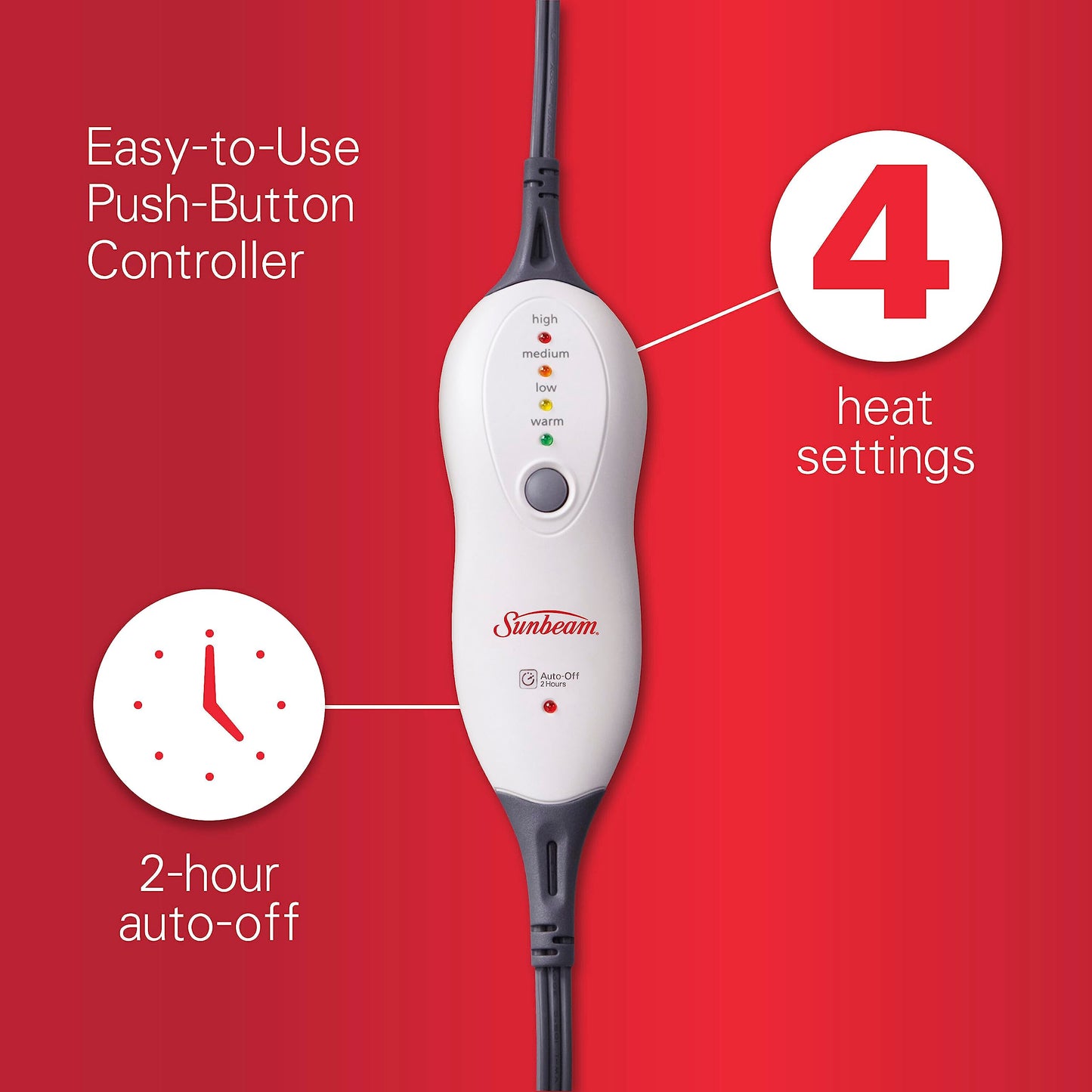 Sunbeam Premium XXL Size Heating Pad with Compact Storage | Electric Heating Pad for Back Pain & Larger Muscle Groups | 4 Heat Settings | 2 Hour Auto Shutoff | Moist Heat Option | 20 x 24 inch š All In One Marketplace Canada