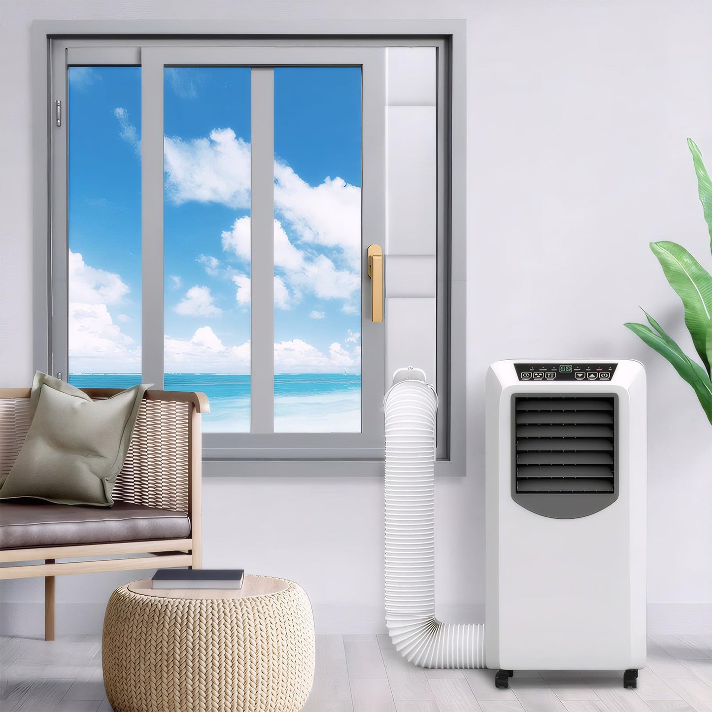 Portable Air Conditioner Window Kit with 5.9" Exhaust Hose, Portable AC Window Vent Kit for Sliding Window Seal with PVC Plate, Universal Coupler Fits 5.9 & 5.1 Inch Diameter Exhaust Hose ๐ All In One Marketplace Canada