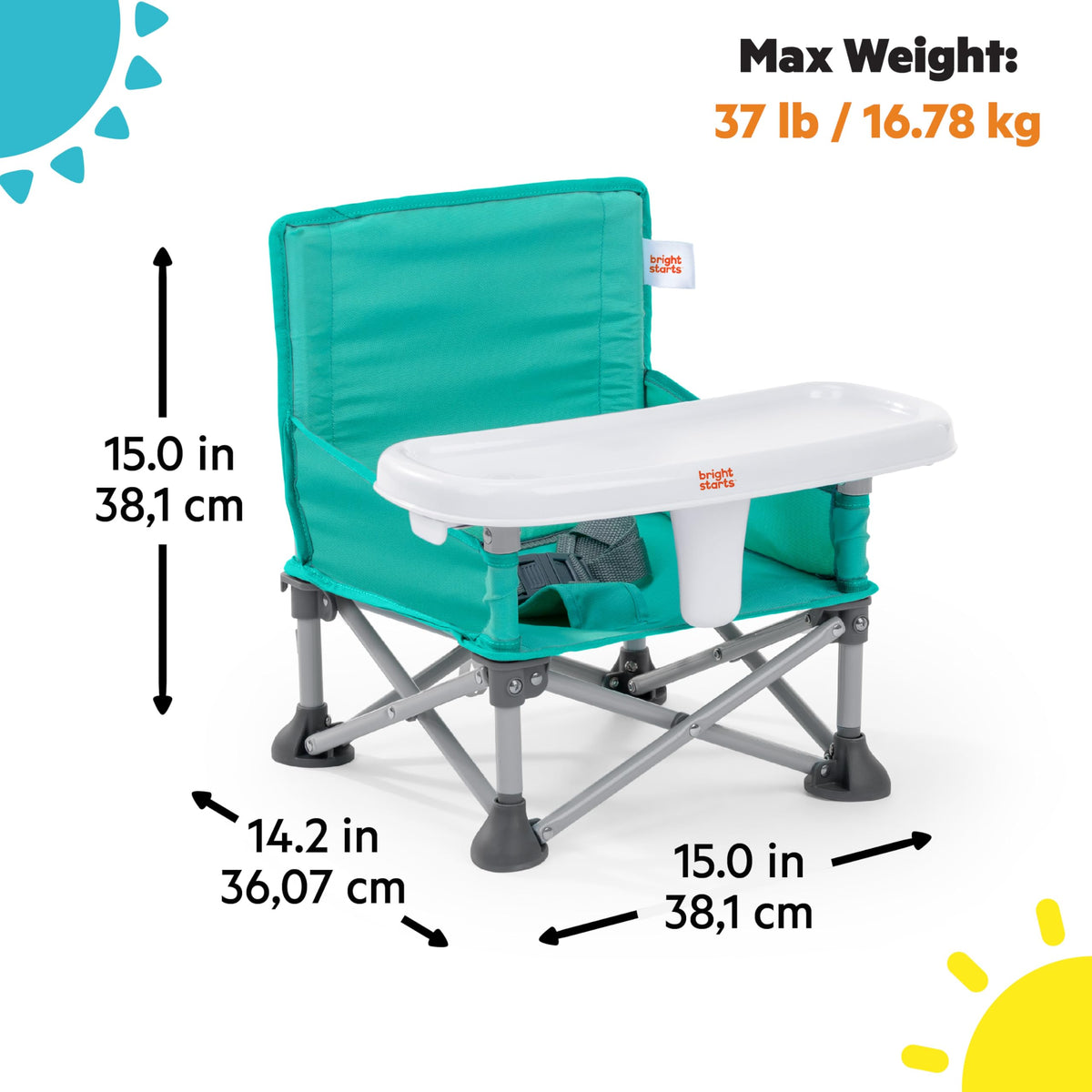 Bright Starts Pop 'N Sit Portable Booster, Indoor/Outdoor Use, Floor Seat with Feeding Tray, Teal, 6 Mos - 3 Yrs ๐ All In One Marketplace Canada