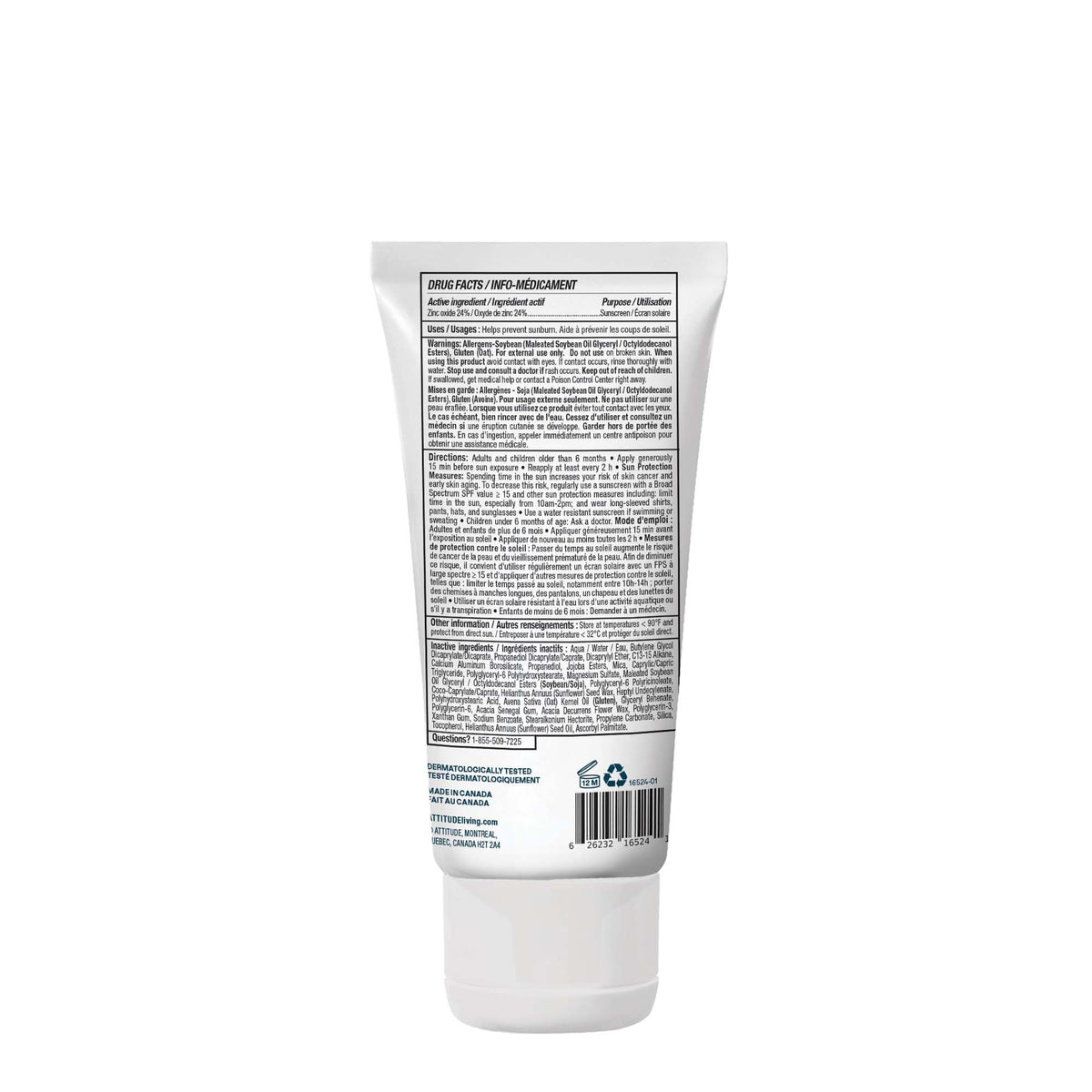 ATTITUDE Sensitive Skin Baby Mineral Sunscreen SPF 50, Broad Spectrum Zinc Oxide, EWG Verified, Mineral-Based, Non-Nano, Lightweight Cream for Face & Body, Unscented, 80 grams ๐ All In One Marketplace Canada