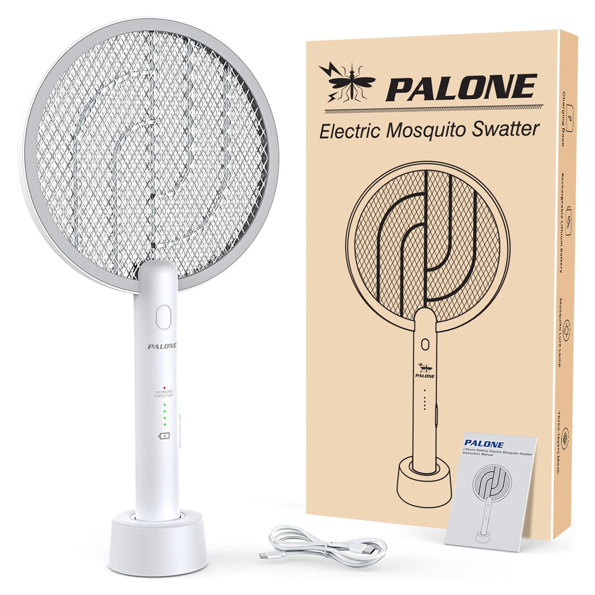 PALONE Bug Zapper Racket, Electric Bug Zapper, 4000V Electric Swatter 3 Layers Lamp, Indoor Zapper Without Waving Hands for Kitchen, Home, Garden and Outdoors 🍁 All In One Marketplace Canada