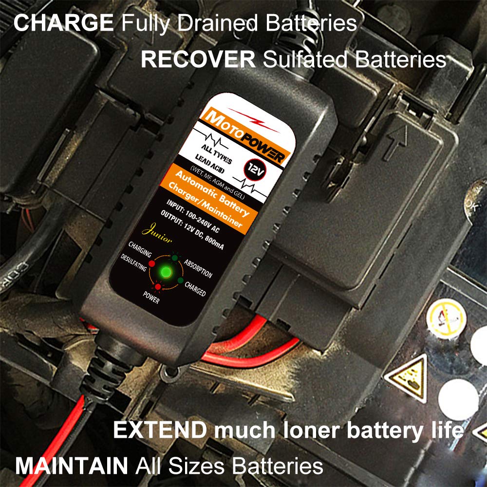 MOTOPOWER MP00205A 12V 800mA Fully Automatic Battery Charger/Maintainer ๐ All In One Marketplace Canada