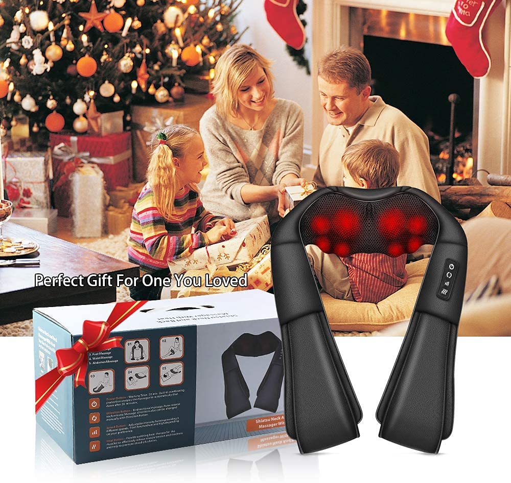 Neck Massager with Heat, Shiatsu Back Neck and Shoulder Massager, Electric Deep Tissue 4D Kneading Massage, Use at Home, Office, Car- Best Gifts for Women Men ๐ All In One Marketplace Canada