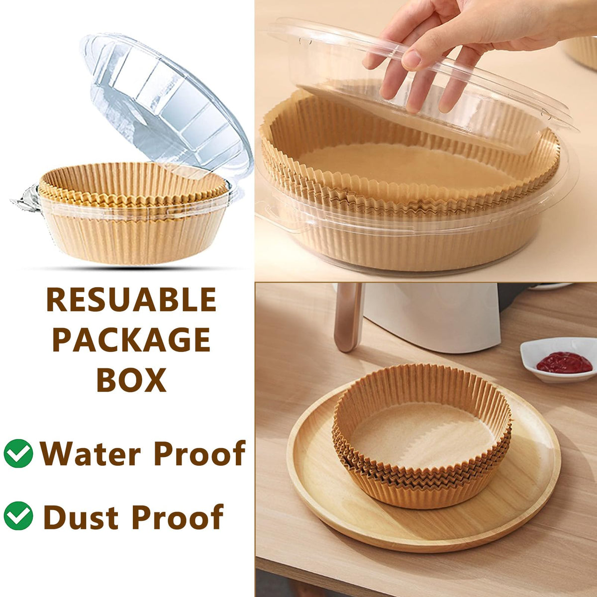 200pcs Air Fryer Disposable Paper Liner, Non-Stick Disposable Air Fryer Parchment Paper Liners, Baking Paper for Air Fryer Oil-Proof, Water-Proof, Food Grade Parchment(6.3" in Bottom, 7.9" on top) 🍁 All In One Marketplace Canada