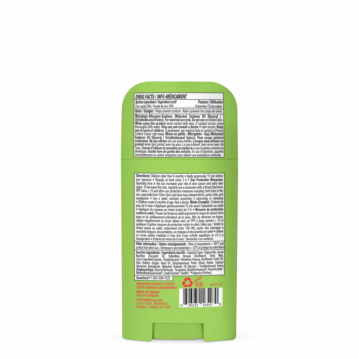 ATTITUDE Kids Mineral Sunscreen Stick SPF 50, Broad Spectrum Zinc Oxide, EWG Verified, Non-Nano, Mess-Free Stick for Face & Body, Lightweight Non-Greasy, Vegan, Watermelon & Coco Scent, 60 grams ๐ All In One Marketplace Canada