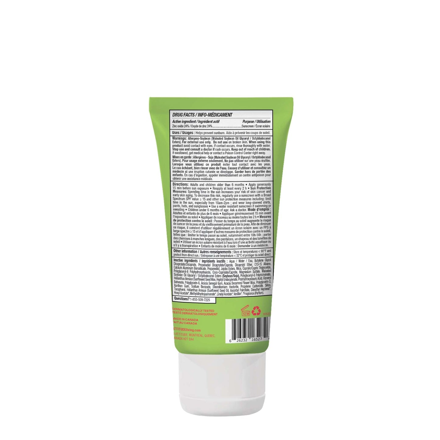 ATTITUDE Kids Mineral Sunscreen SPF 50, Broad Spectrum Zinc Oxide, EWG Verified, Mineral-Based, Non-Nano, Lightweight Cream for Face & Body, Gentle Formula, Watermelon & Coco Scent, 80 grams ๐ All In One Marketplace Canada