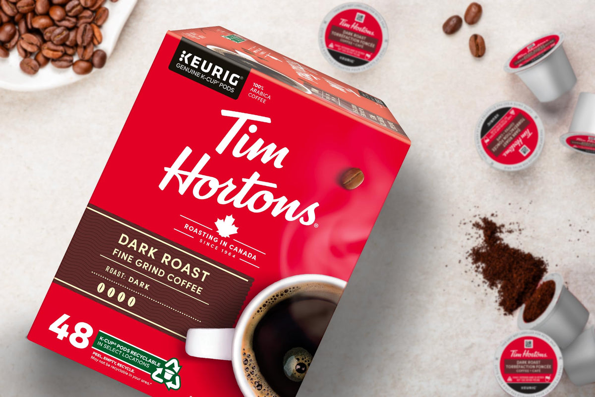 Tim Hortons Dark Roast Coffee, Single Serve Keurig K-Cup Pods, 48 Count ๐ All In One Marketplace Canada