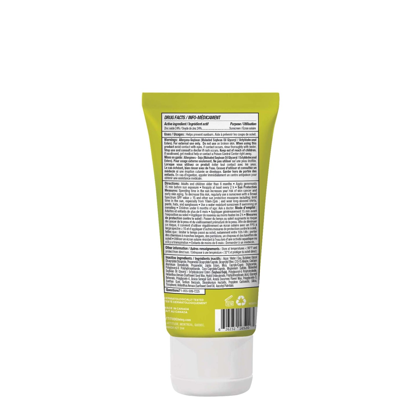 ATTITUDE Mineral Sunscreen SPF 50, Broad Spectrum Zinc Oxide, EWG Verified, Mineral-Based, Non-Nano, Lightweight Cream, Vegan, Unscented, 80 grams ๐ All In One Marketplace Canada