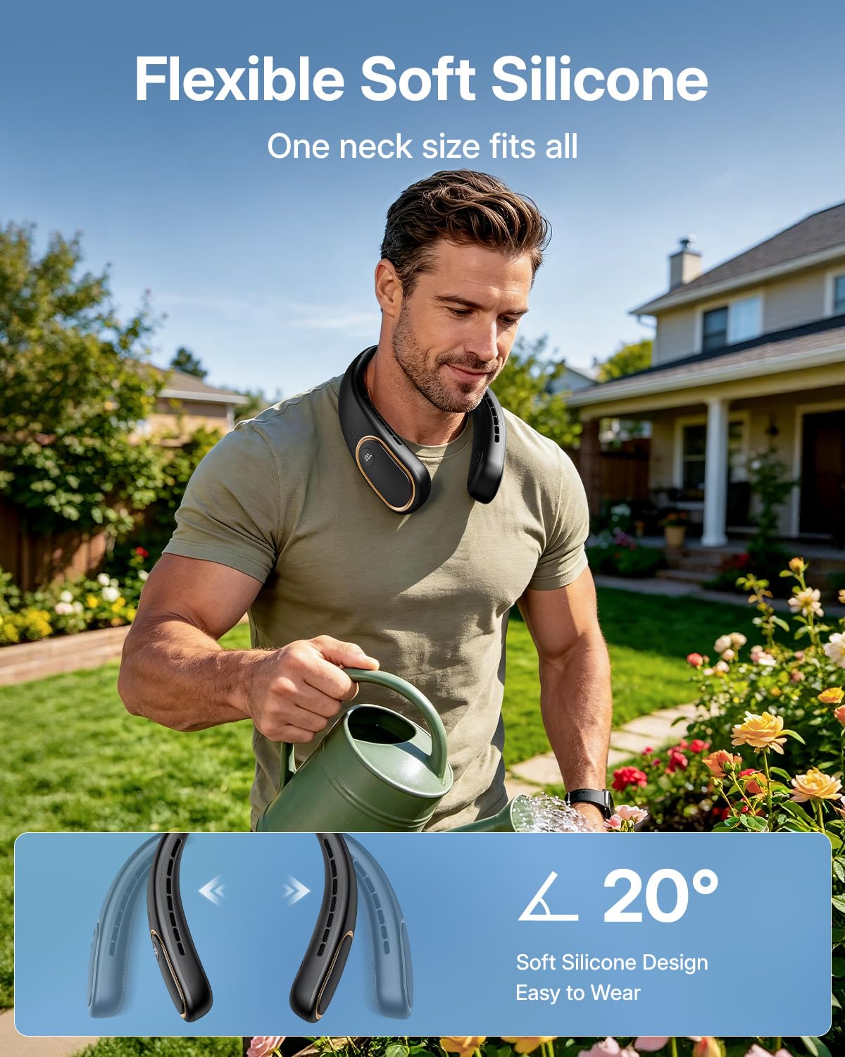 Portable Neck Fan - Hands Free Personal Fan, Rechargeable Bladeless Fan with 5000mAh-Battery, Digital Display, 4 Speeds, Birthday Gifts for Men, Women, Mom, and Dad - Black π All In One Marketplace Canada