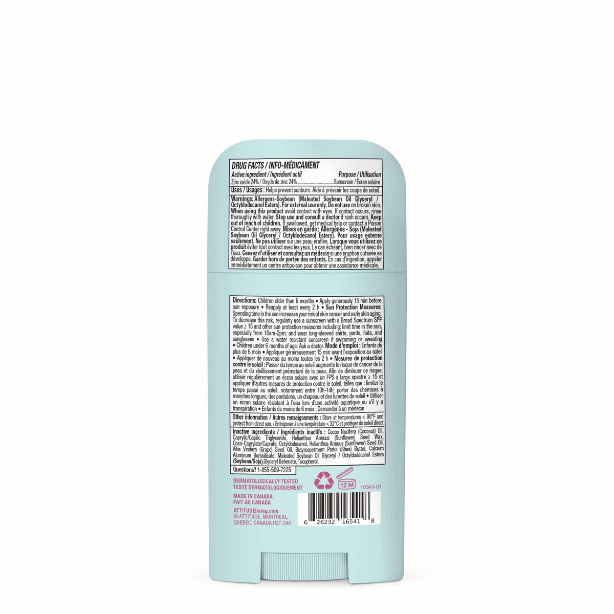ATTITUDE Baby Mineral Sunscreen Stick SPF 50, Broad Spectrum Zinc Oxide, EWG Verified, Non-Nano, Mess-Free Stick for Face & Body, Lightweight Non-Greasy, Vegan, Unscented, 60 grams ๐ All In One Marketplace Canada