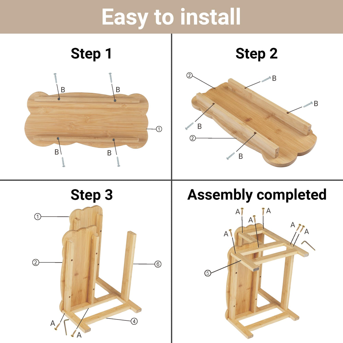 COSYLAND Bamboo Step Stool, Two Step Stools Toddler 300 lbs Capacity with Safety Non-Slip Pads, Bamboo Step Stool for Bathroom, Kitchen Dual Height Step Stools for Kids (Natural) ๐ All In One Marketplace Canada