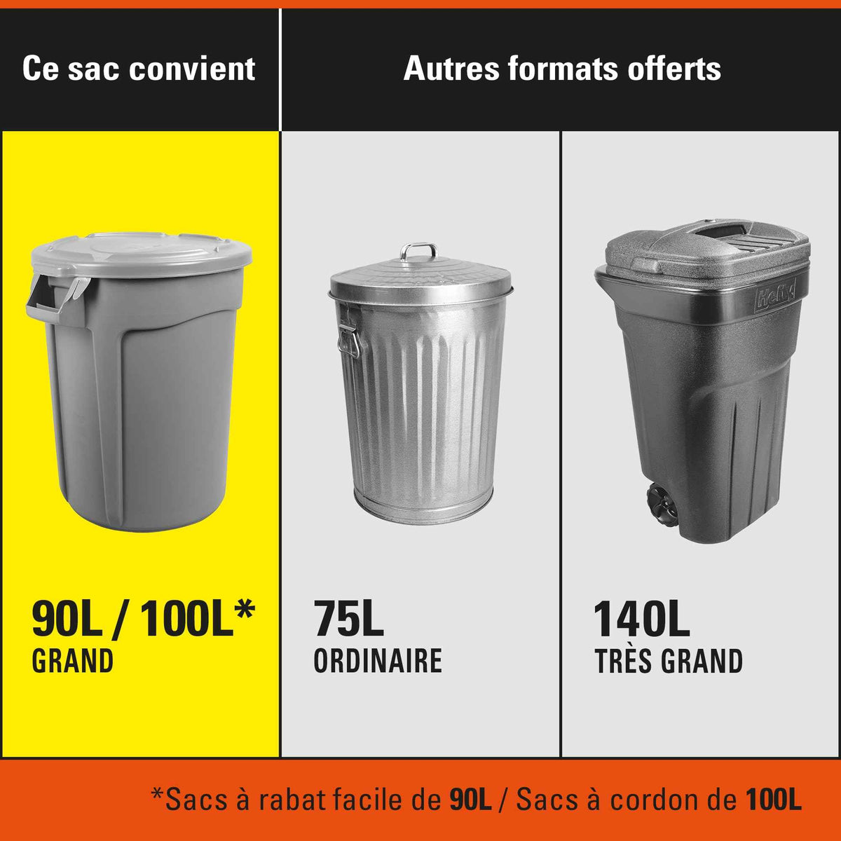 Hefty™ Garbage Bags, Value Pack Large 90 Litres Black, Drawstring, 80 Bags, Fits simplehuman code X 🍁 All In One Marketplace Canada