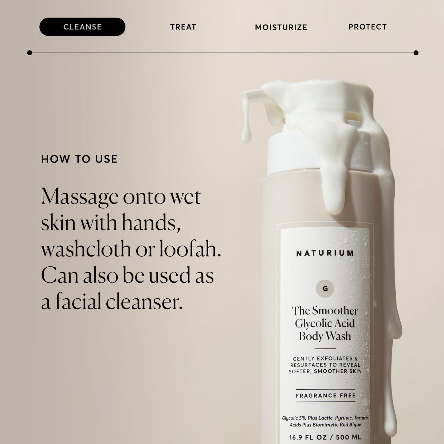 Naturium The Smoother Glycolic Acid Exfoliating Body Wash | With an AHA Blend of Glycolic & Lactic Acids, For Rough, Uneven Skin | 16.9 FL OZ / 500 ml π All In One Marketplace Canada