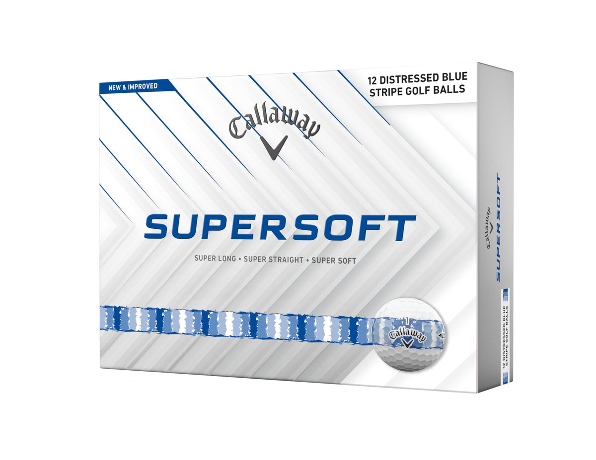 Callaway Golf Supersoft Golf Balls (2025) (Distressed Stripe Blue) ๐ All In One Marketplace Canada