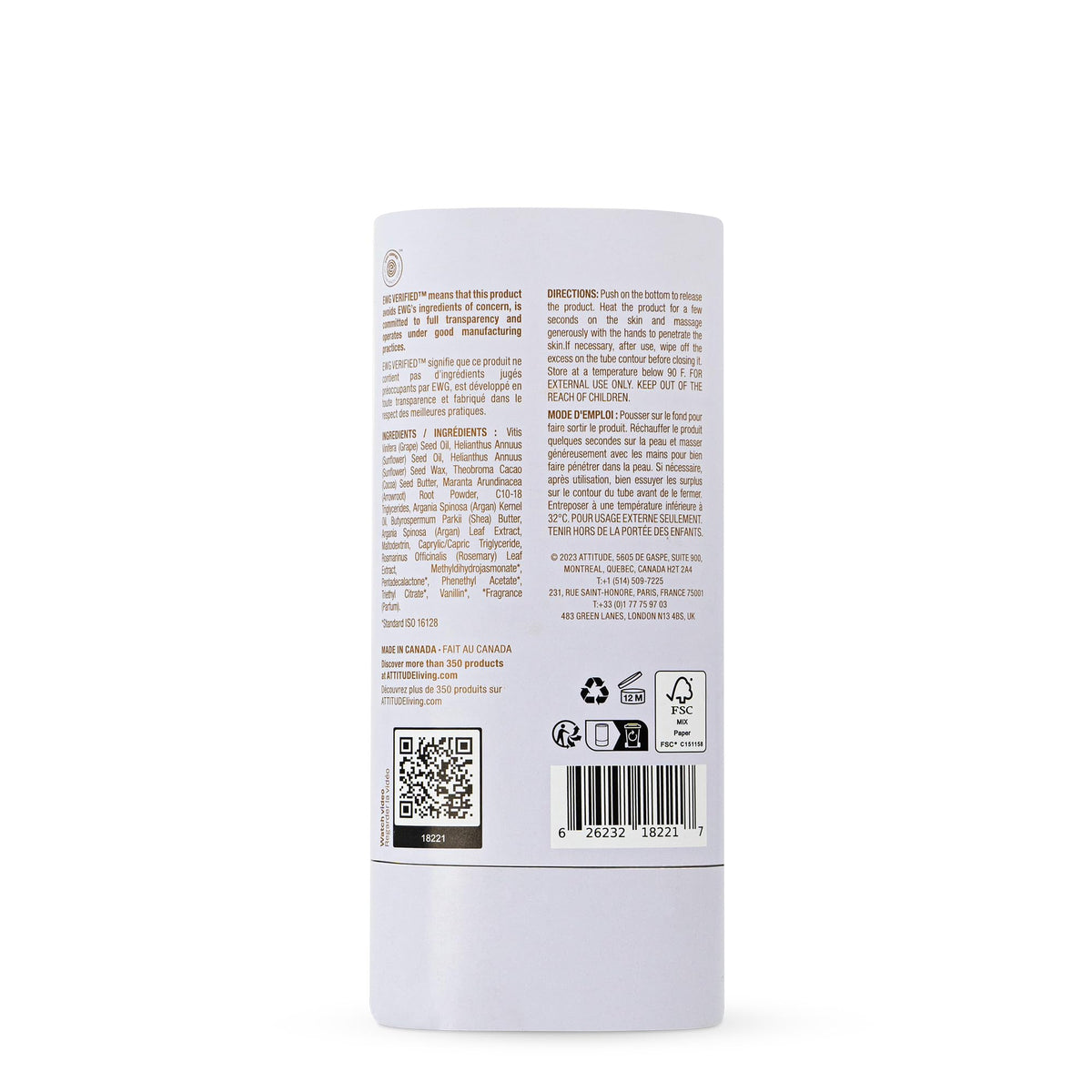 ATTITUDE Plastic-Free Body Butter Bar for Pregnant Dry and Stretched Skin, Made in Canada, EWG Verified, Vegan Maternity Products, Rose and Argan Oil, 85 grams ๐ All In One Marketplace Canada